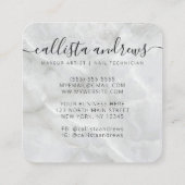 Moderne minimalistische witte marmeren stenen Logo Vierkante Visitekaartje (Achterkant)