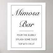 Moderne minimalistische witte Mimosa-balkbruiloft Poster (Voorkant)
