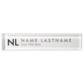 Moderne minimalistische witte monogram naambordje (Voorkant)