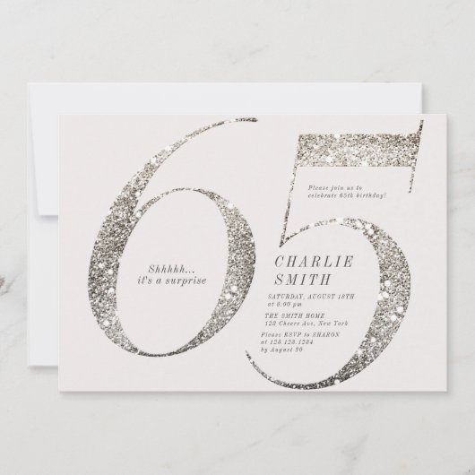 Moderne minimalistische witte partij, 65e verjaard kaart (Voorkant)