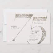 Moderne minimalistische witte partij 75e verjaarda kaart (Voorkant)