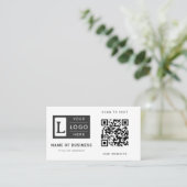 Moderne Minimalistische Witte QR-code Aangepast Lo Visitekaartje (Staand voorkant)