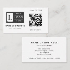 Moderne Minimalistische Witte QR-code Aangepast Lo Visitekaartje
