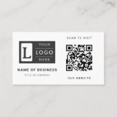 Moderne Minimalistische Witte QR-code Aangepast Lo Visitekaartje (Voorkant)