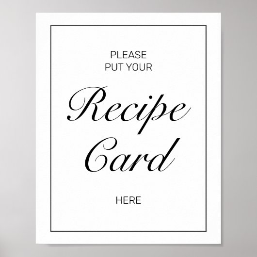 Moderne minimalistische witte recept Kaart bruilof Poster (Voorkant)