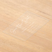 Moderne minimalistische witte save the date acryl uitnodigingen (Laagn)