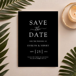 Moderne minimalistische witte script bruiloft save the date
