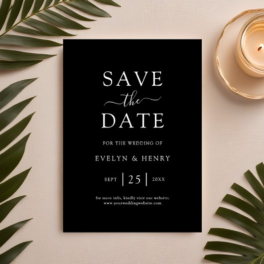 Moderne minimalistische witte script bruiloft save the date