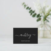 Moderne minimalistische witte script  Zwart Visitekaartje (Staand voorkant)