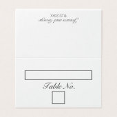 Moderne minimalistische witte tafel nummer en naam kaart (Buitenkant ongevouwen)