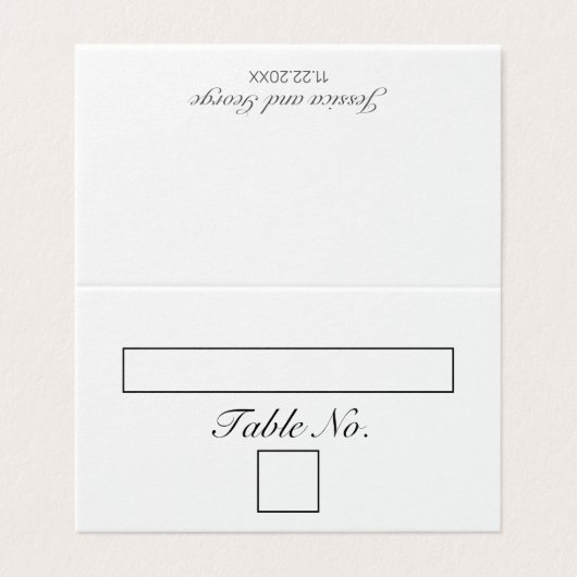 Moderne minimalistische witte tafel nummer en naam kaart (Buitenkant ongevouwen)