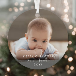 Moderne Minimalistische Witte Typografie Overlay 2 Metalen Ornament
