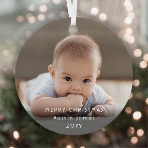 Moderne Minimalistische Witte Typografie Overlay 2 Metalen Ornament