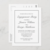 Moderne minimalistische witte Verloving uitnodigin Briefkaart (Voorkant / Achterkant)
