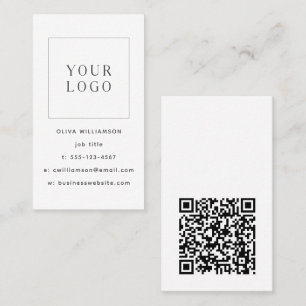 Moderne Minimalistische Witte Verticale Logo QR-co Visitekaartje