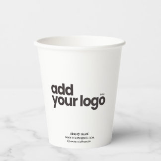 Moderne Minimalistische Witte Voeg uw Logo toe Papieren Bekers