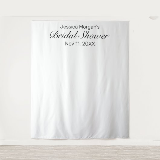 Moderne minimalistische witte Vrijgezellenfeest fo Wandkleed (Voorkant)