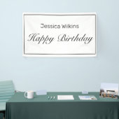 Moderne minimalistische witte vrolijke verjaardag  spandoek (Beurs)