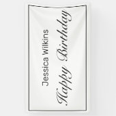 Moderne minimalistische witte vrolijke verjaardag  spandoek (Verticaal)