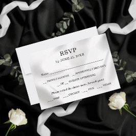 Moderne Minimalistische Witte Zijde Elegante Chic  RSVP Kaartje