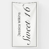 Moderne minimalistische witte zoete 16 verjaardags spandoek (Verticaal)