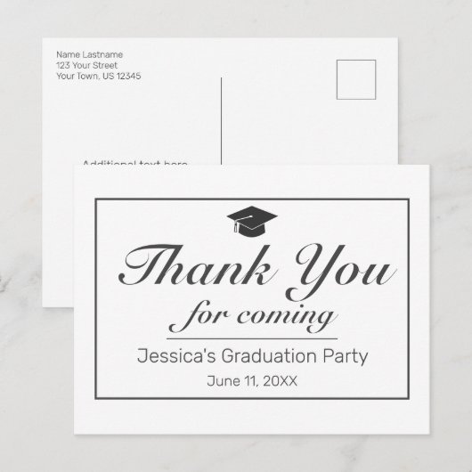 Moderne Minimalistische Witte Zwarte Afstudeer Dan Briefkaart (Voorkant / Achterkant)