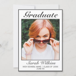 Moderne Minimalistische Witte Zwarte Afstuderen Aankondiging