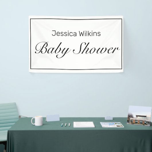 Moderne minimalistische witte zwarte Baby showers  Spandoek (Beurs)