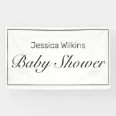Moderne minimalistische witte zwarte Baby showers  Spandoek (Horizontaal)