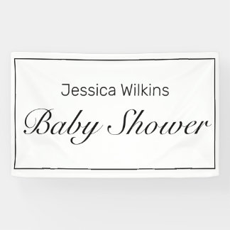 Moderne minimalistische witte zwarte Baby showers Spandoek