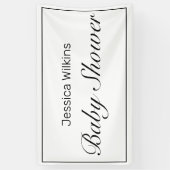 Moderne minimalistische witte zwarte Baby showers  Spandoek (Verticaal)