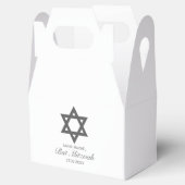 Moderne minimalistische witte zwarte bar bat mitzv bedankdoosjes (Geopend)