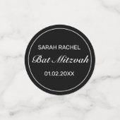 Moderne minimalistische witte zwarte bar bat mitzv confetti (Kleine voorkant)
