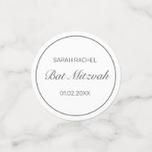 Moderne minimalistische witte zwarte bar bat mitzv confetti (Kleine voorkant)