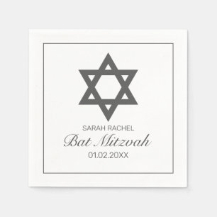 Moderne minimalistische witte zwarte bar bat mitzv servet