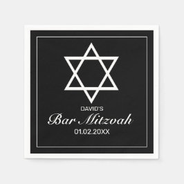 Moderne minimalistische witte zwarte bar bat mitzv servet