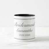 Moderne minimalistische witte zwarte bruidsmeisje mok (Midden)