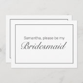 Moderne minimalistische witte zwarte bruidsmeisje save the date (Voorkant / Achterkant)