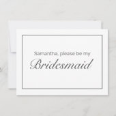 Moderne minimalistische witte zwarte bruidsmeisje save the date (Voorkant)