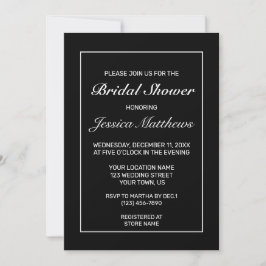 Moderne Minimalistische Witte Zwarte Bruidsuitnodi Kaart