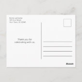 Moderne minimalistische witte zwarte bruiloft dank briefkaart (Achterkant)