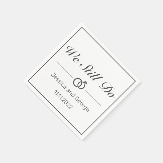 Moderne minimalistische witte zwarte bruiloft Jubi Servet (Hoek)