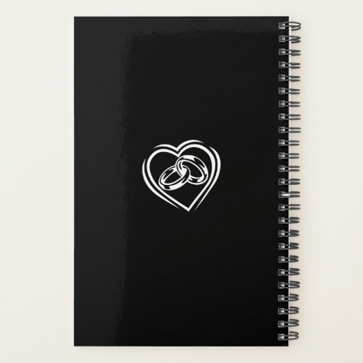 Moderne minimalistische witte zwarte bruiloft plan planner (Achterkant)