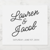 Moderne minimalistische witte zwarte bruiloft sparkling wijnetiket (Enkel label)