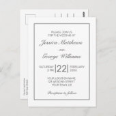 Moderne minimalistische witte zwarte bruiloft uitn briefkaart (Voorkant / Achterkant)