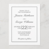 Moderne minimalistische witte zwarte bruiloft uitn briefkaart (Voorkant)