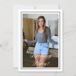 Moderne minimalistische witte zwarte foto Verjaard Kaart