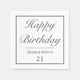 Moderne minimalistische witte zwarte gelukkige ver servet