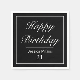 Moderne minimalistische witte zwarte gelukkige ver servet