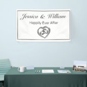 Moderne minimalistische witte zwarte hartringen br spandoek (Beurs)